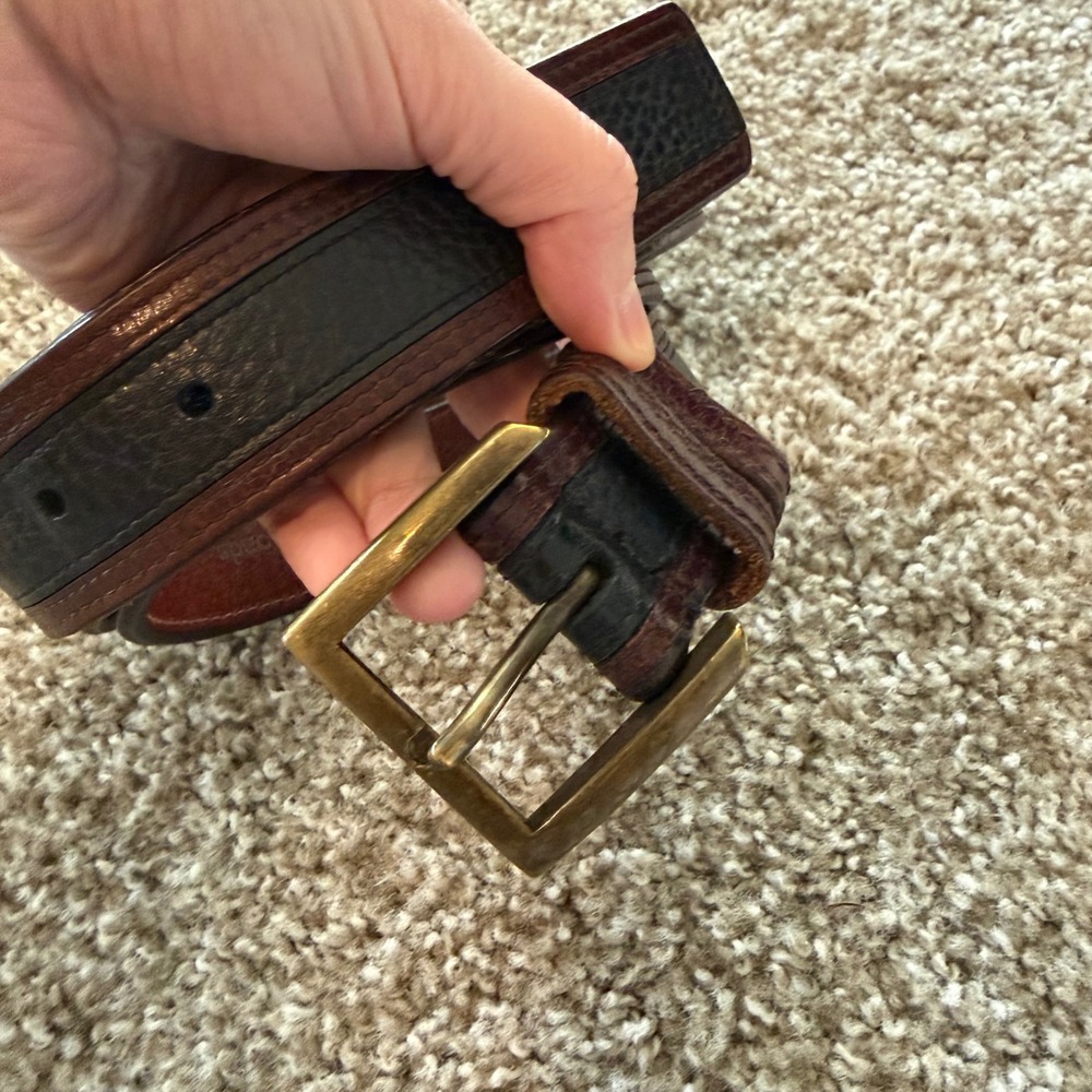 Allen Edmonds leather belt black brown 44" classic preppy golf wedding casual